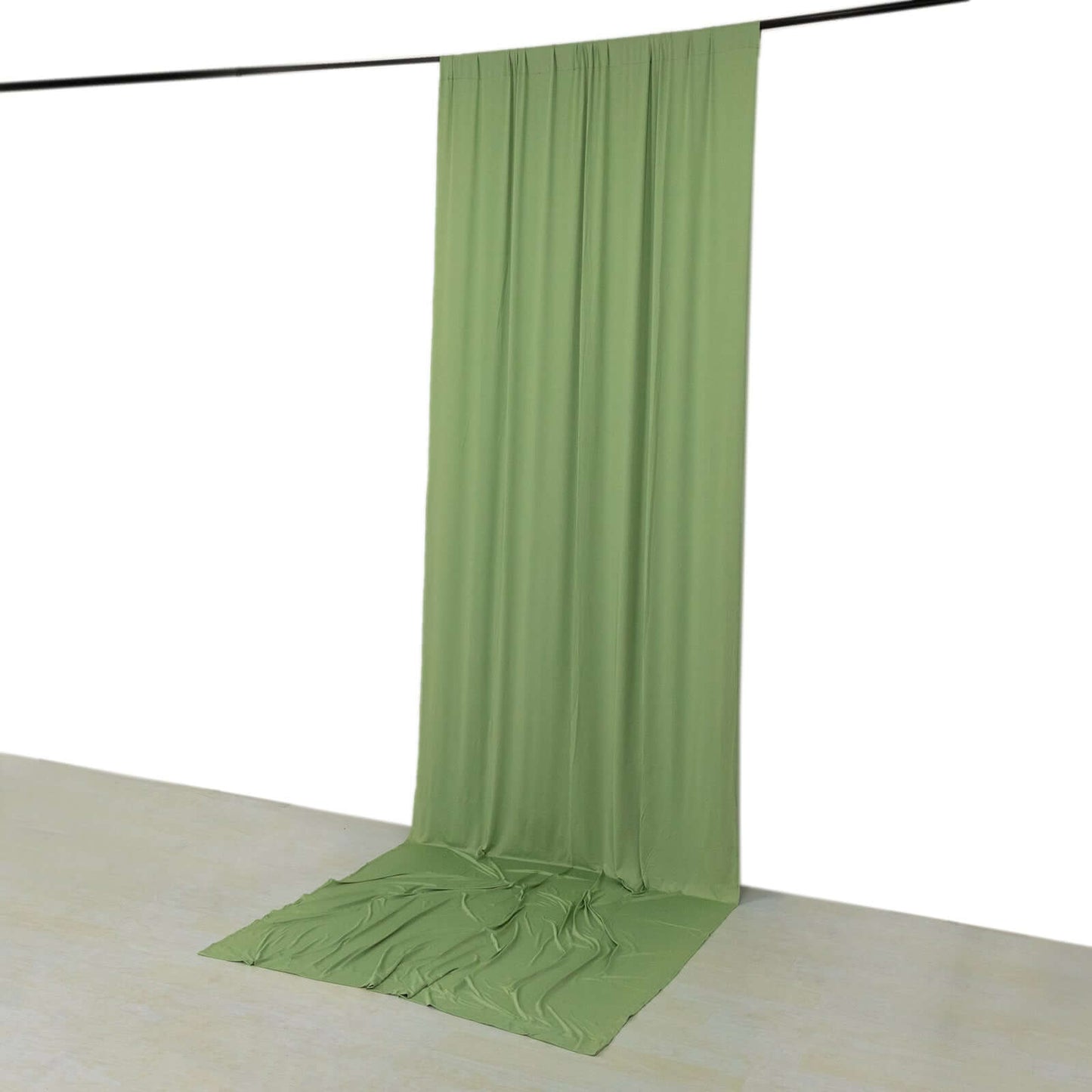 Sage Green 4-Way Stretch Spandex Event Curtain Drapes, Wrinkle Free Backdrop Event Panel with Rod Pockets - 5ftx14ft