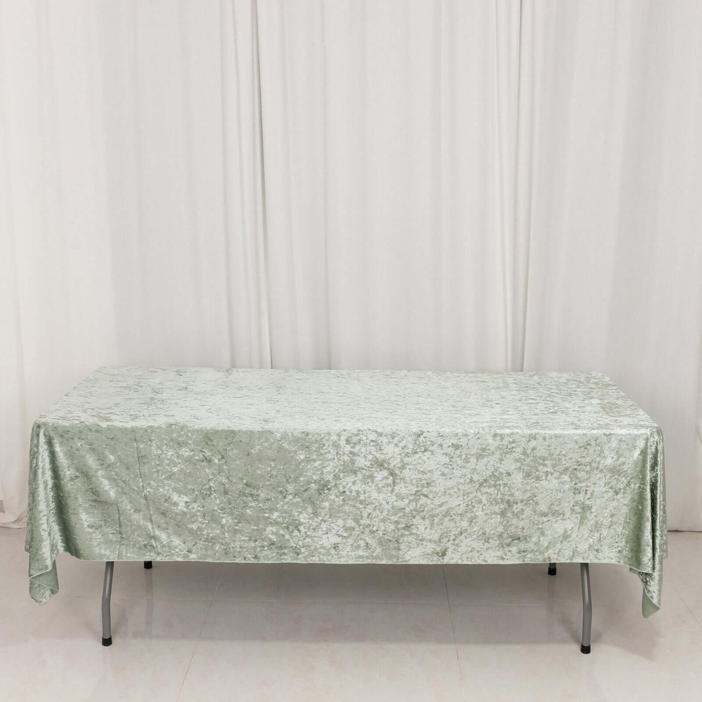 Premium Crushed Velvet 60"x102" Rectangle Tablecloth Sage Green - Reusable Soft Table Cover