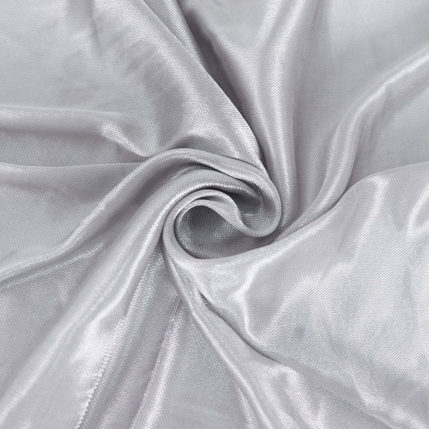 Satin 14ft Table Skirt Silver - Pleated Double Drape Table Cover