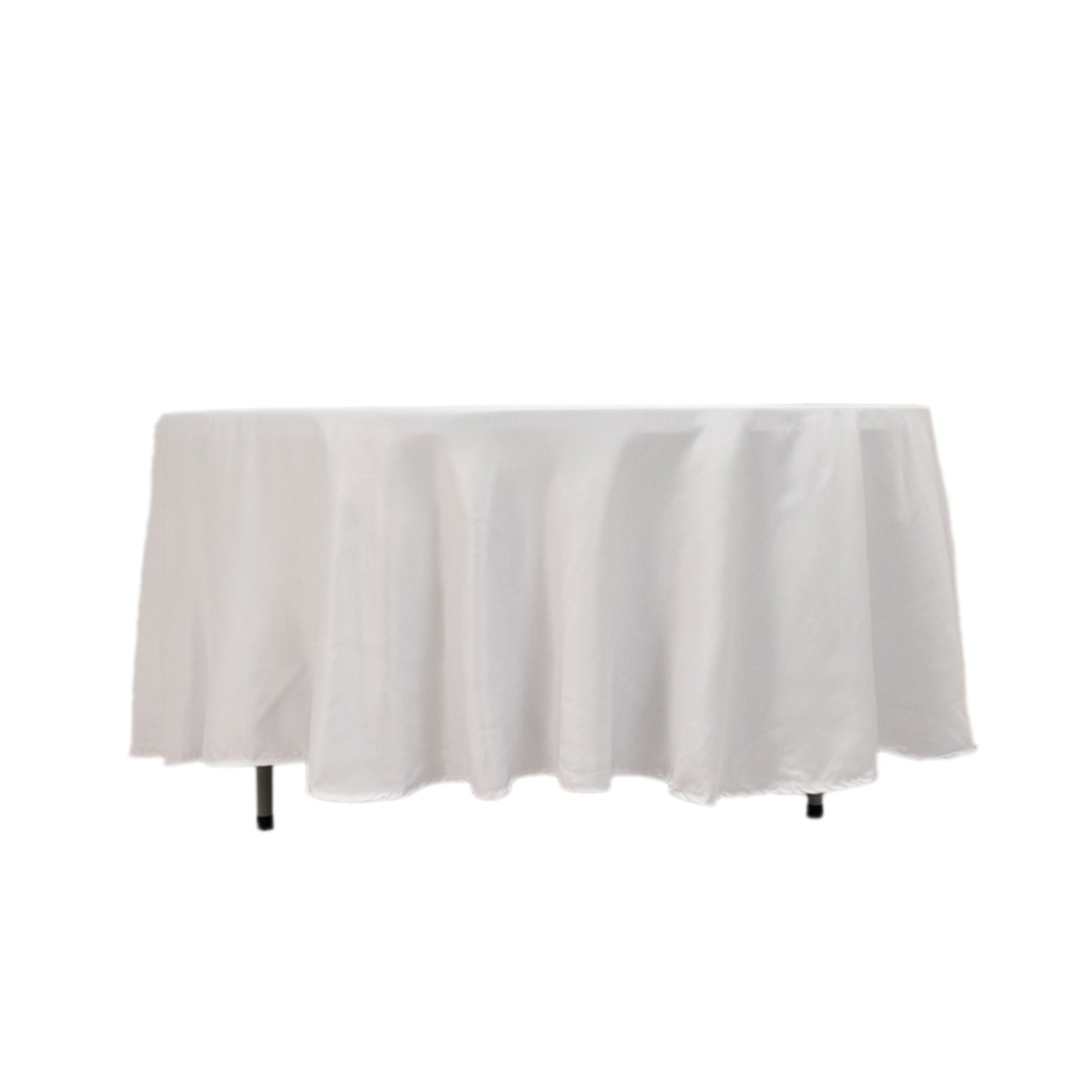 Lamour Satin 108" Round Tablecloth White - Durable & Silk-Like Table Cover for Classy Weddings & Events