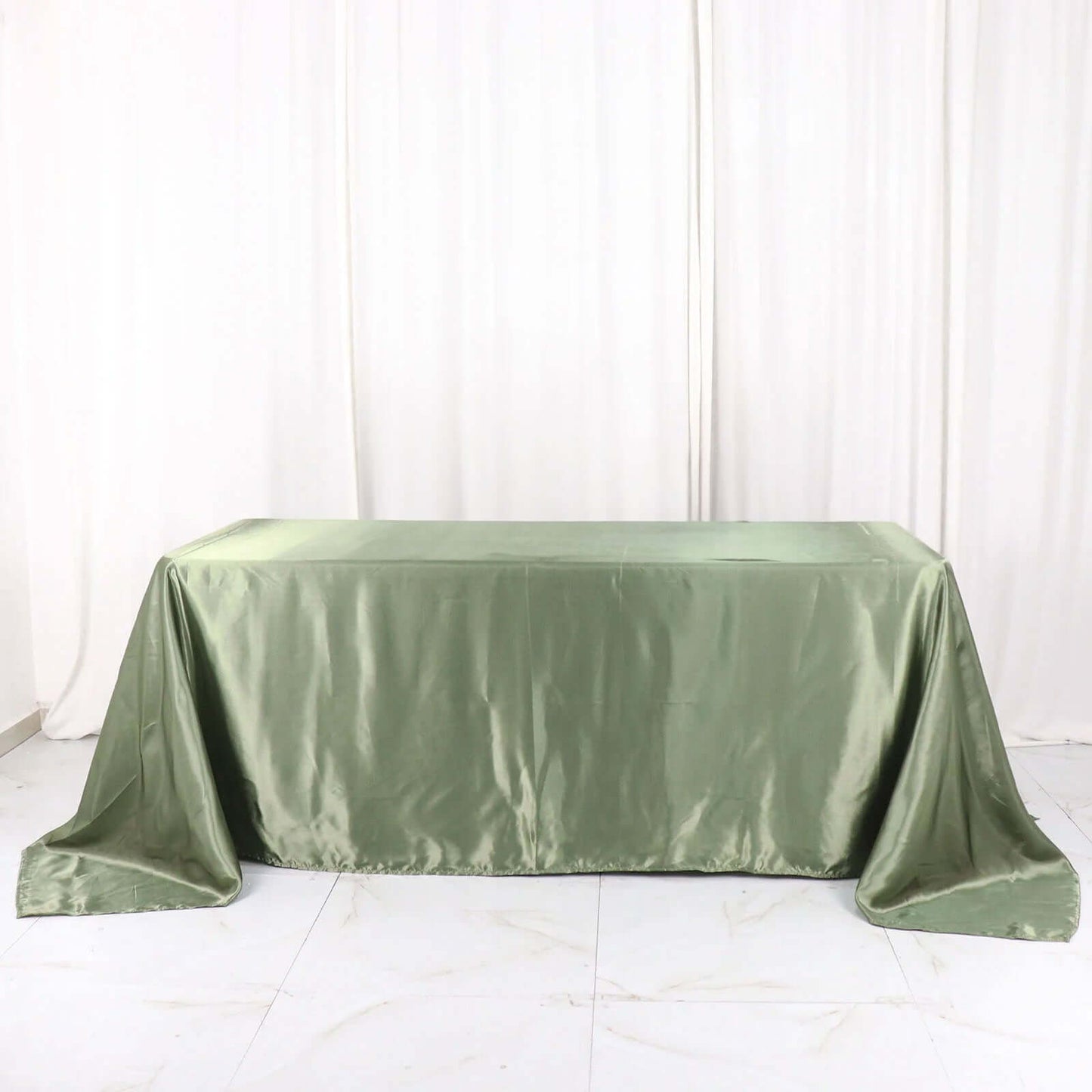 Satin Rectangular 90"x132" Tablecloth Dusty Sage Green - Seamless Table Cover