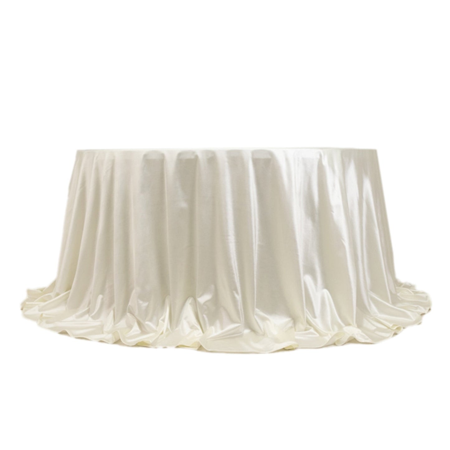 Scuba Round 132" Tablecloth Shimmering Pearl White - Wrinkle Free, Stain Resistant & Seamless Table Cover