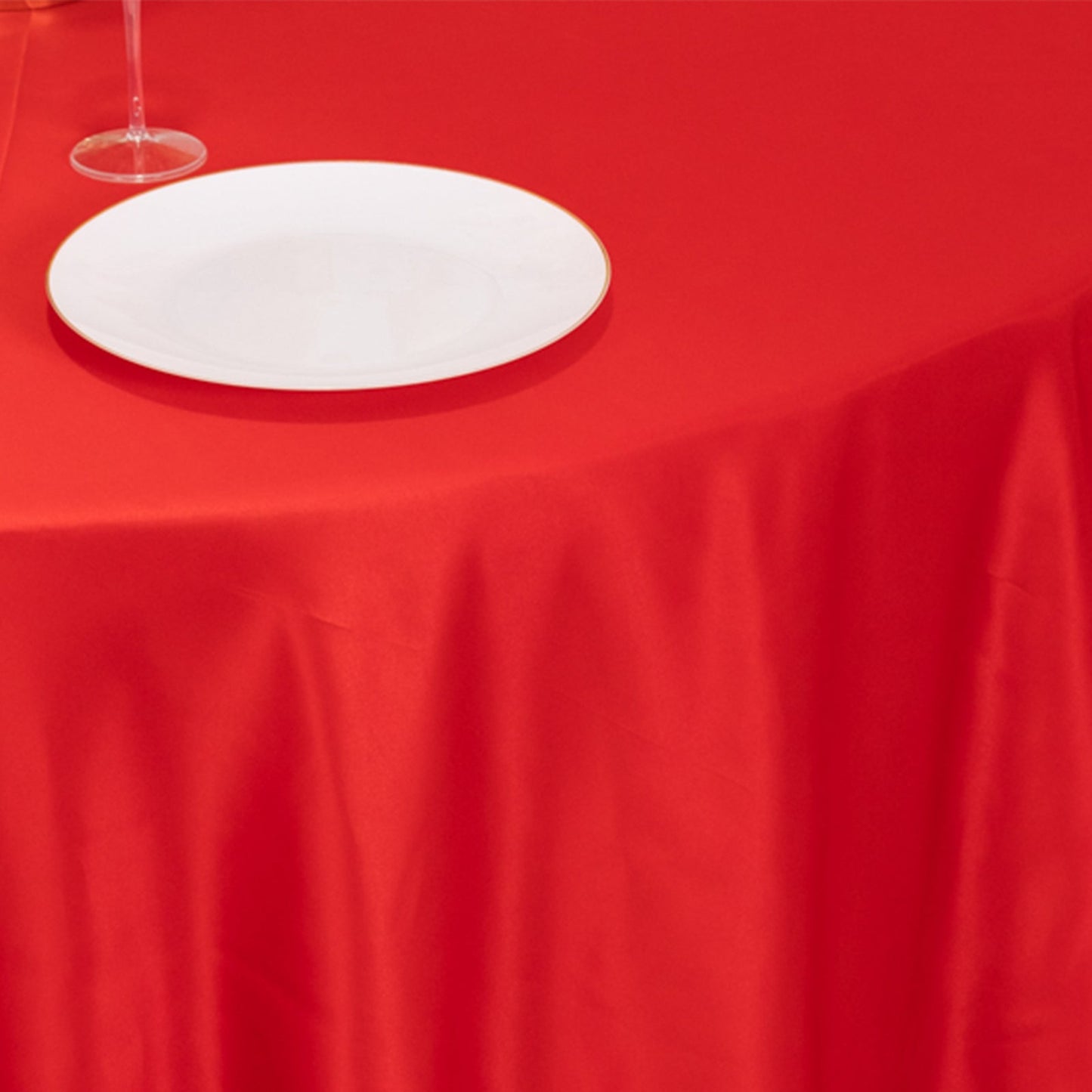 Lamour Satin 120" Round Tablecloth Red - Seamless Table Cover with Soft Tempered Sheen
