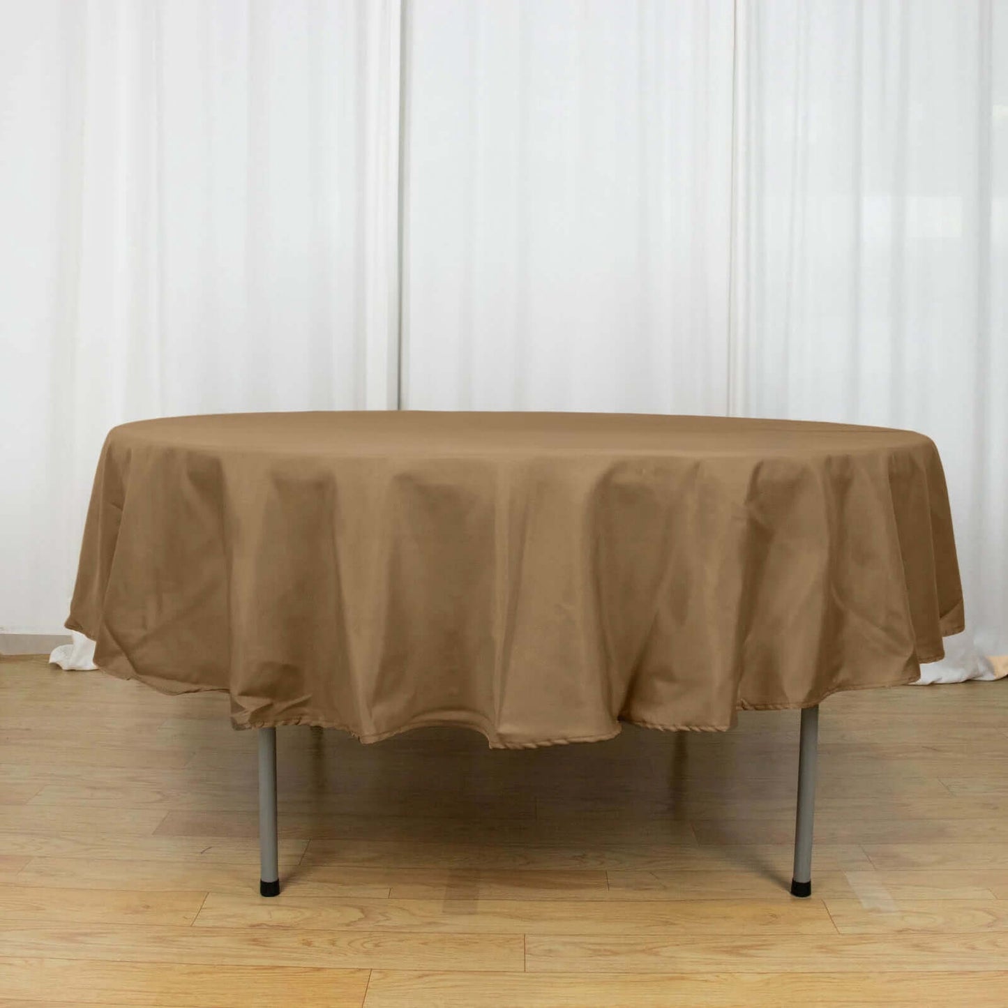 Polyester 90" Round Tablecloth Taupe - Stain & Wrinkle-Resistant Table Cover