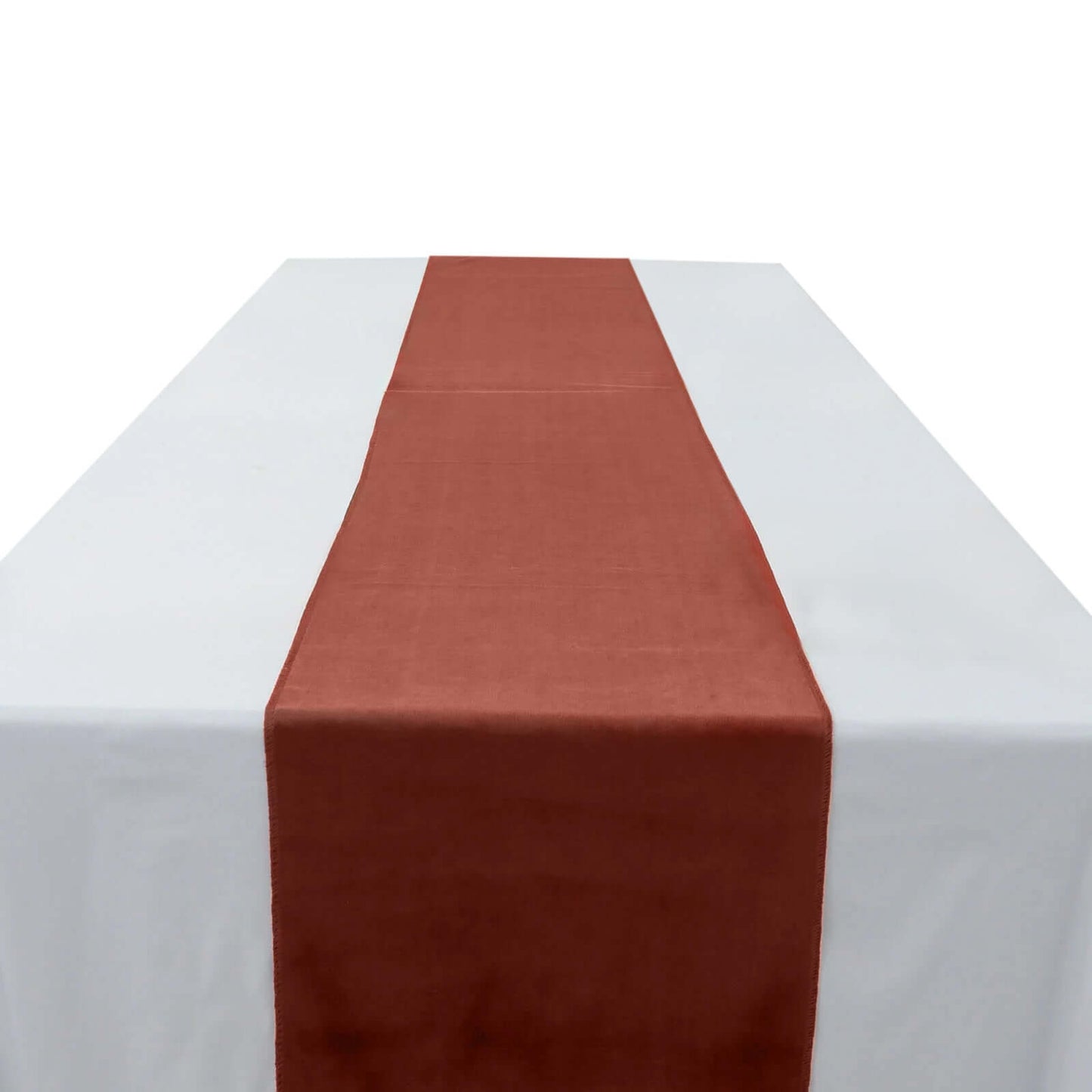 Premium Velvet 12"x108" Table Runner Terracotta (Rust) - Sheen Finish Reusable Table Decor