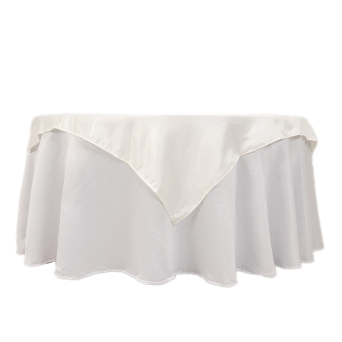 Lamour Satin 54"x54" Table Overlay Square Tablecloth Ivory - Durable & Silk-Like Table Cover