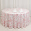 Polyester 120" Round Tablecloth White - Pink French Toile Pattern for Stylish Events