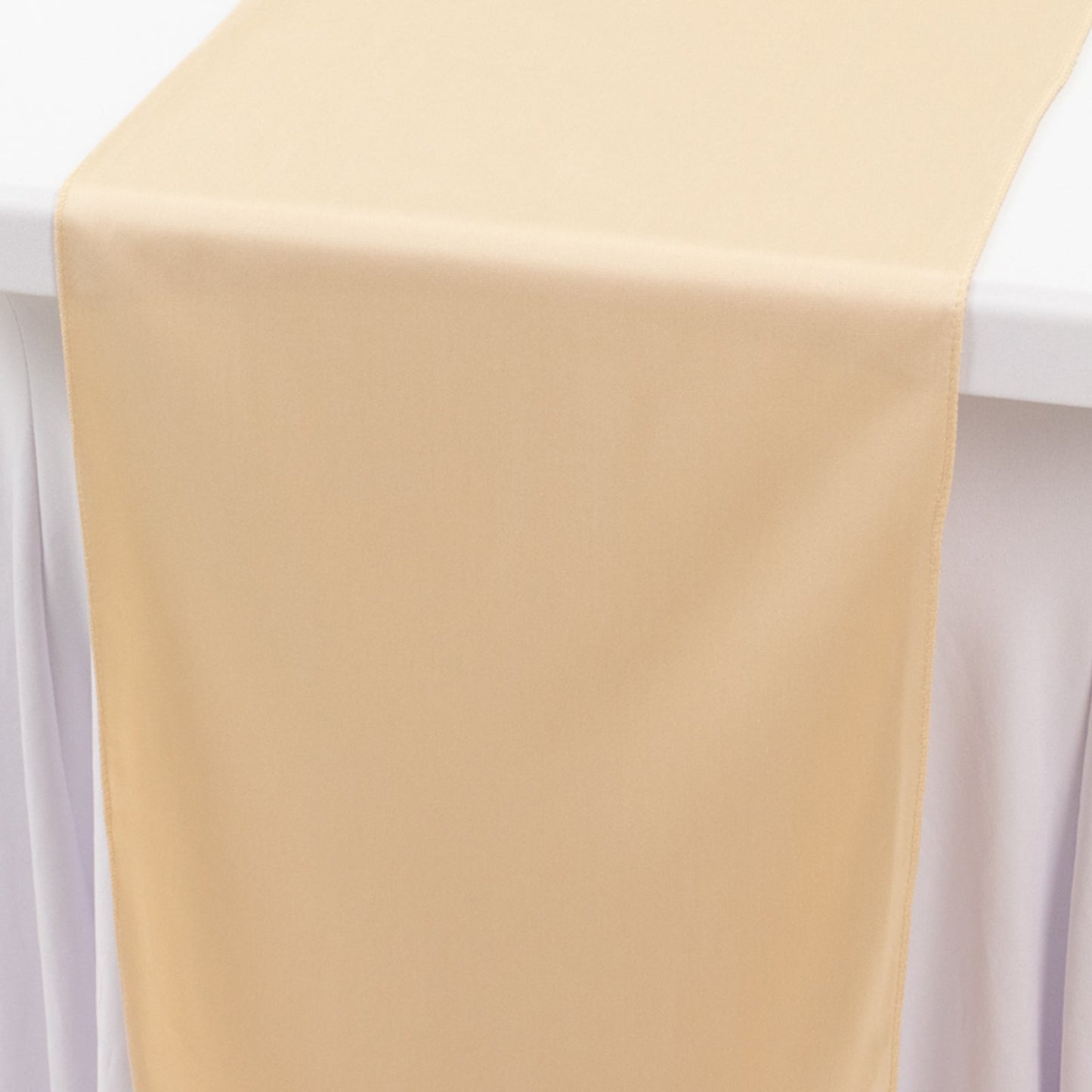 Scuba Polyester 12"x108" Table Runner Beige - Wrinkle-Free Table Linen