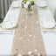 Taffeta Fabric 12"x108" Table Runner Beige - 3D Leaf Petal Design