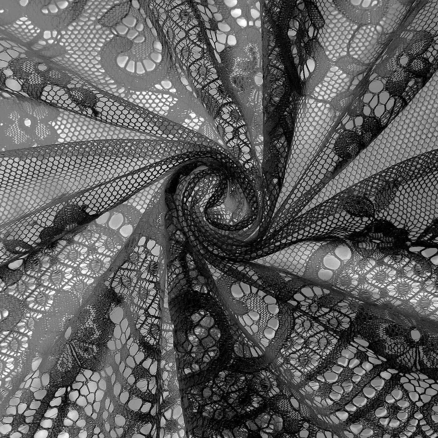 Premium Lace Fabric 15"x117" Table Runner Black - Scalloped Lace Elegance