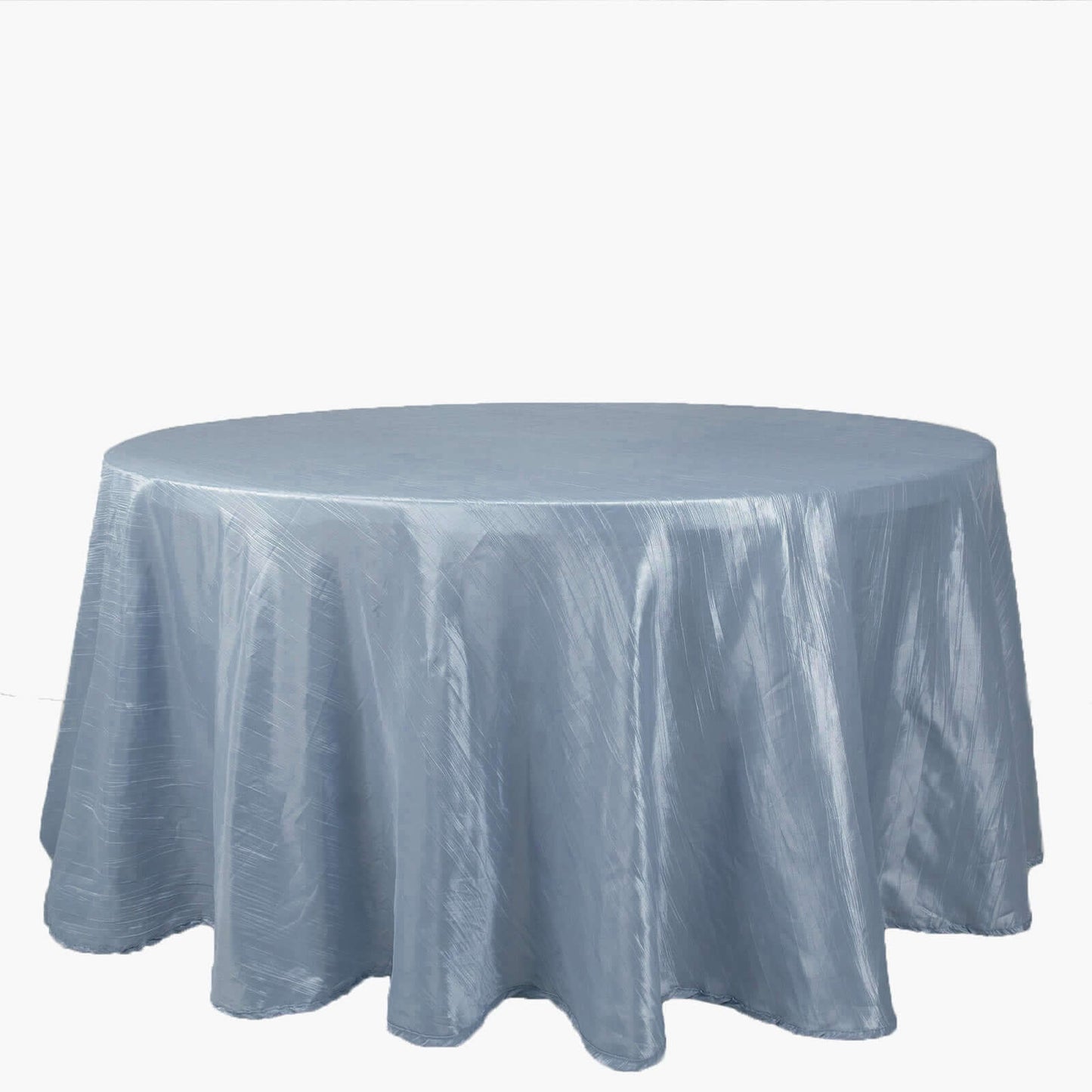 Taffeta 120" Round Tablecloth Dusty Blue - Seamless Accordion Crinkle Table Cover