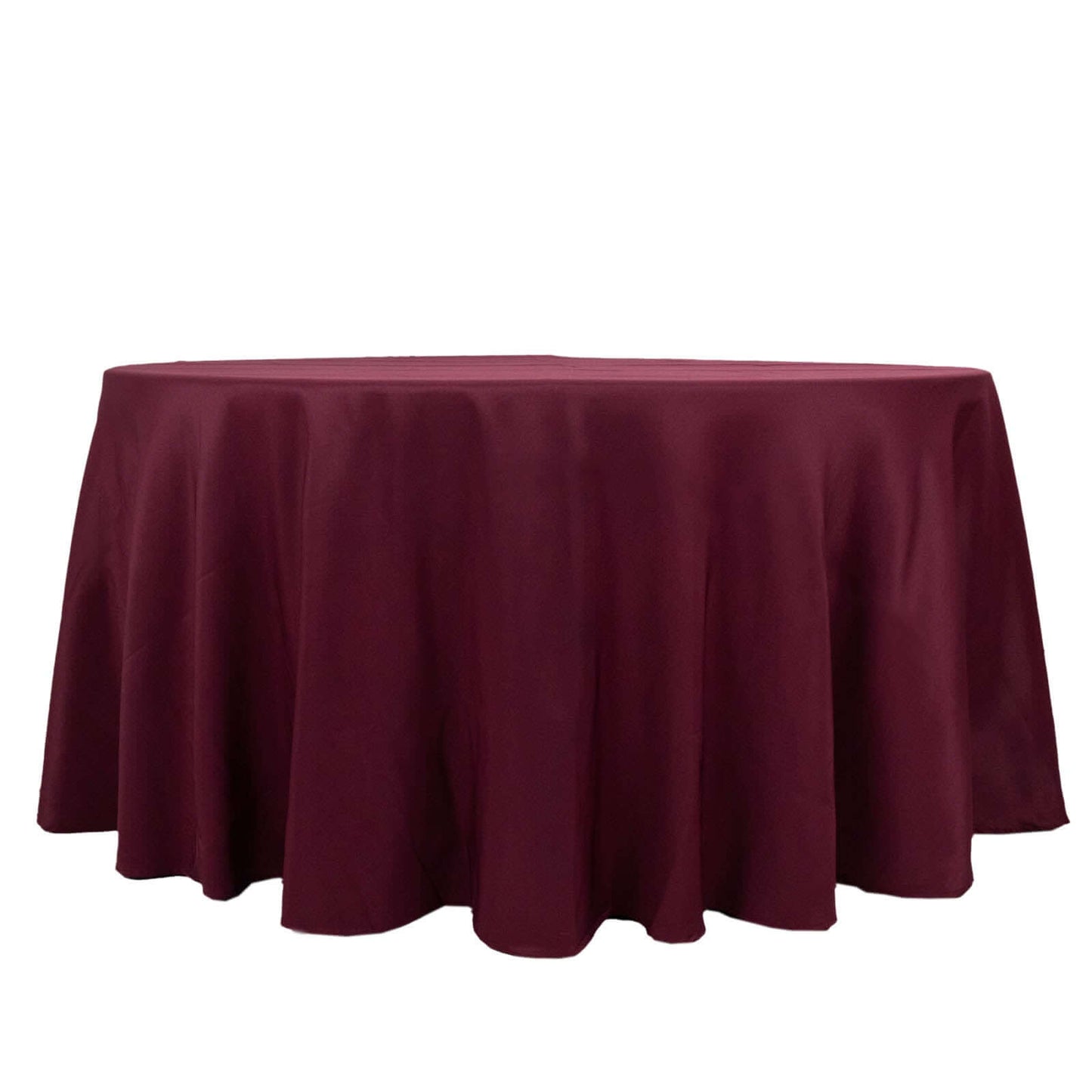 Premium Polyester 120" Round Tablecloth Burgundy - Seamless 220GSM Wrinkle-Resistant Table Cover