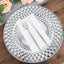 6-Pack Plastic Round Charger Plates 13" in Silver with Diamond Pattern, Sparkling Disposable Dinner Charger Tableware