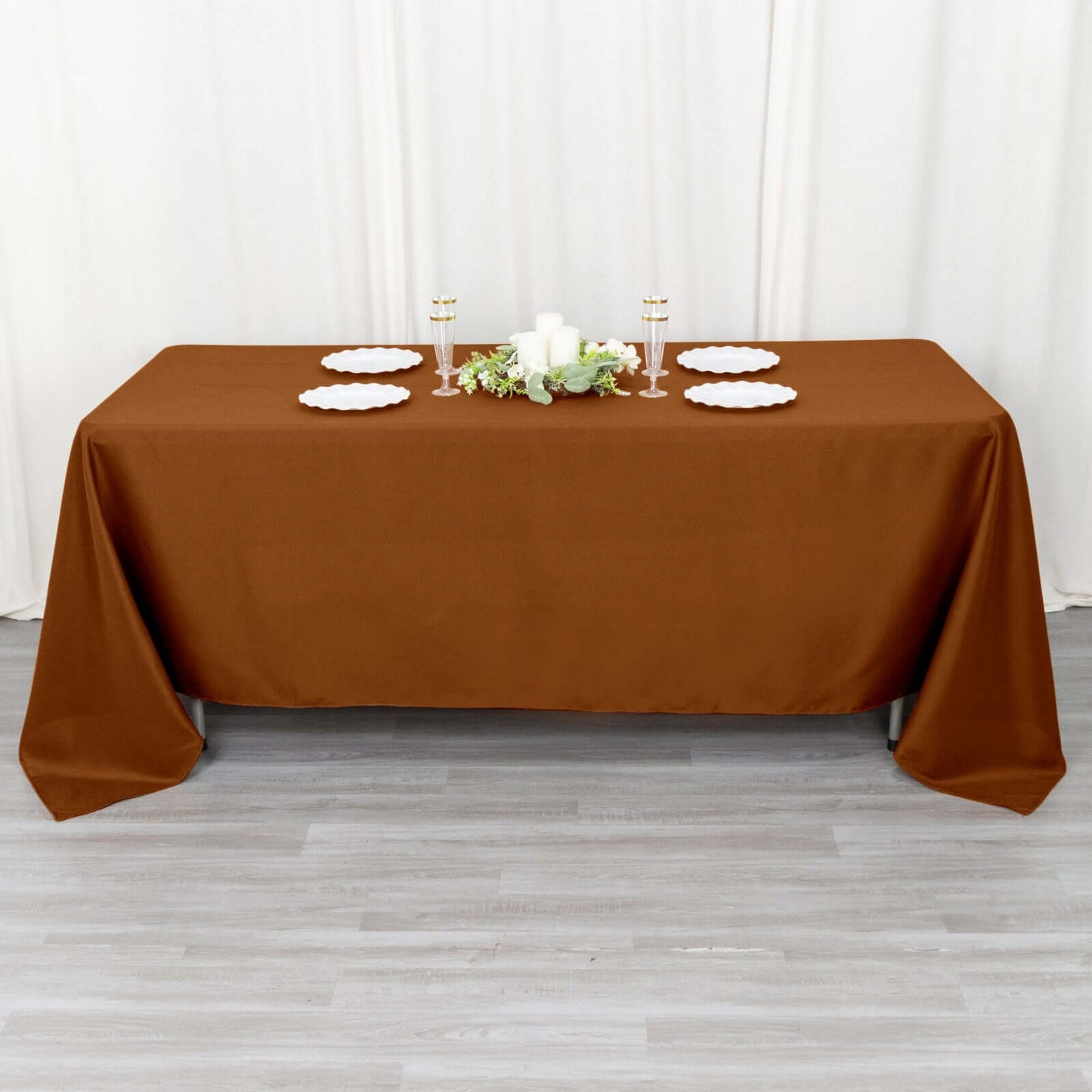 Polyester 72"x120" Rectangle Tablecloth Cinnamon Brown - Durable and Stylish Table Cover