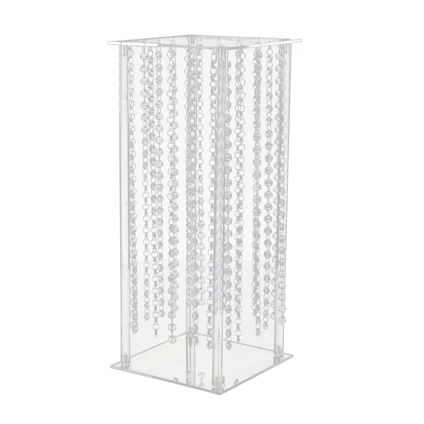 Acrylic Flower Pedestal Vase Pillar Stand with Crystal Beads Clear - Durable Wedding Table Centerpiece 24"