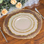 10-Pack Plastic 10" Round Dinner Plates in Taupe with Gold Scalloped Rim - Disposable Party Plates