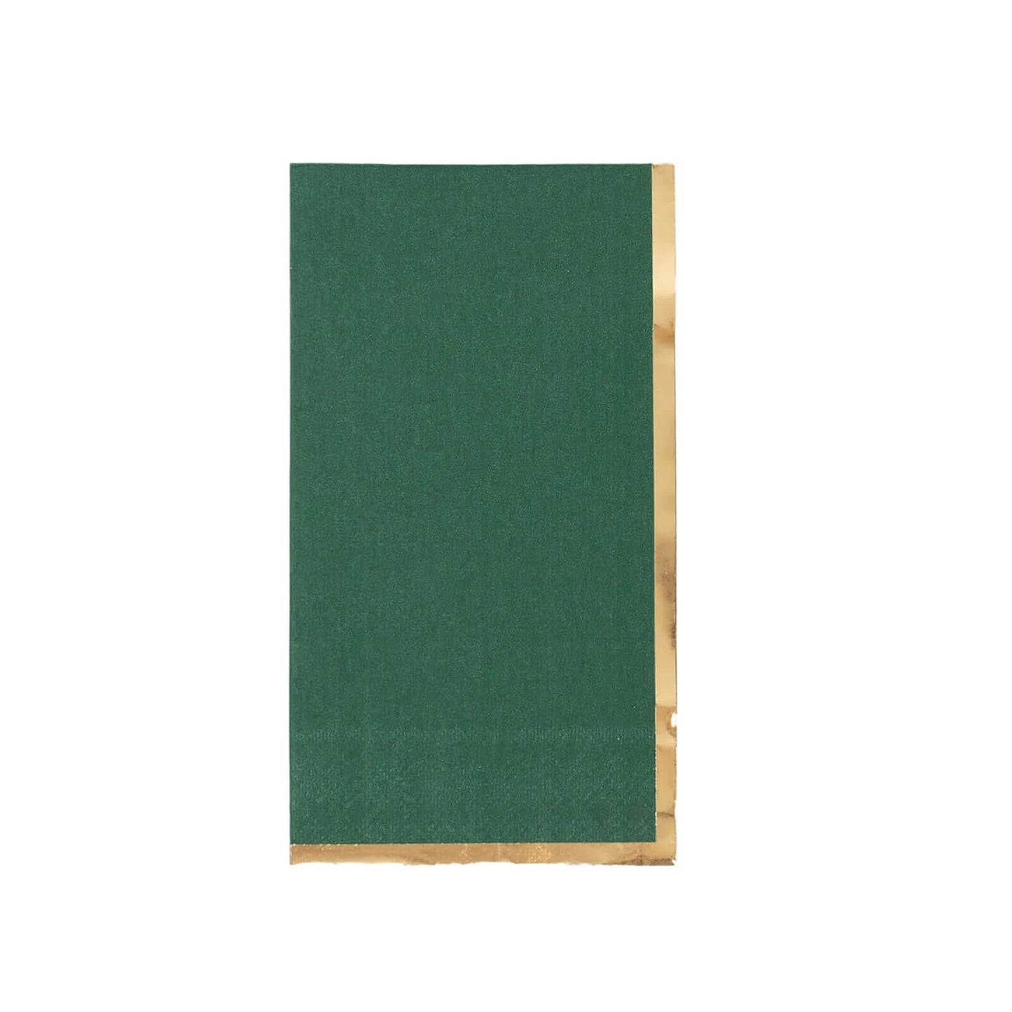 50-Pack Paper Dinner Napkins Hunter Emerald Green with Gold Foil Edge 2 Ply - Stylish Disposable Napkins