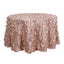Taffeta 120" Round Tablecloth Dusty Rose | 3D Leaf Petal Design Seamless Table Cover
