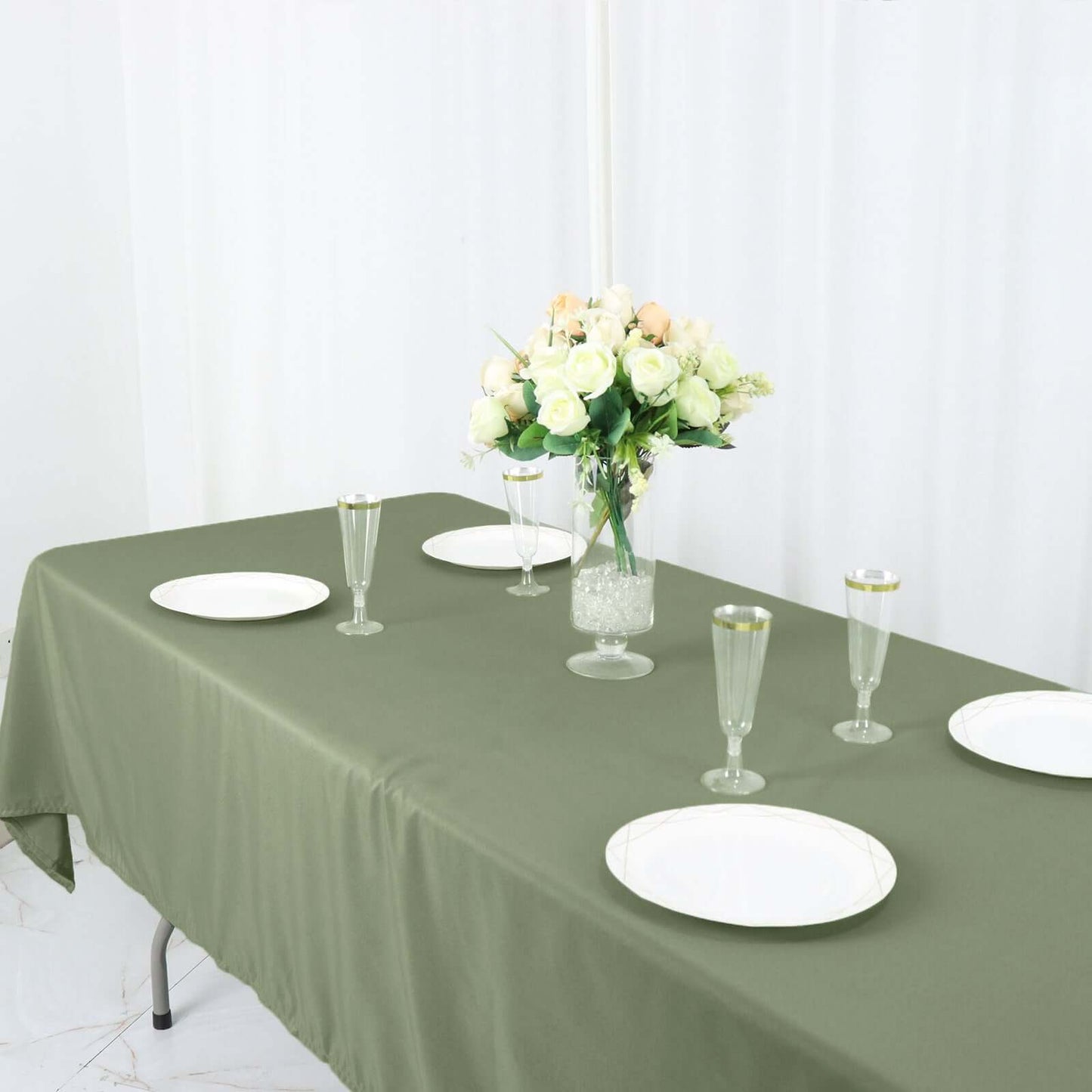 Polyester 60"x126" Rectangle Tablecloth Dusty Sage Green - Wrinkle-Resistant Table Cover
