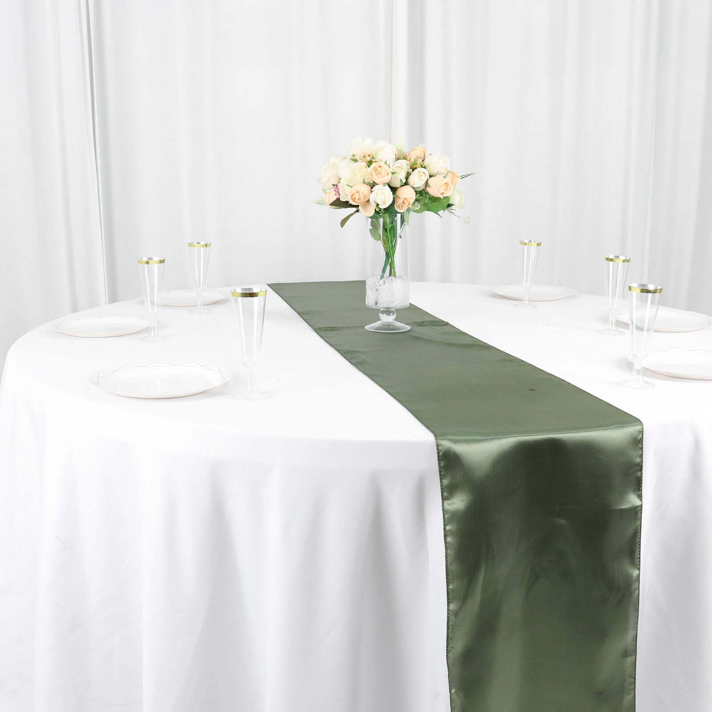Satin 12"x108" Table Runner Dusty Sage Green - Stylish Table Linen