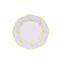 10-Pack Plastic 8" Octagon Dessert Plates in White - Modern Disposable Salad/Appetizer Plates with Gold Geometric Design for Special Occasions & Celebrations