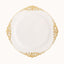 10-Pack Plastic 10" Round Dinner Plates in White with Gold Leaf Embossed Rim - Disposable Vintage Baroque Style Plates for Luxurious Gatherings & Events