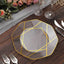 10-Pack Plastic 10" Octagon Dinner Plates in Clear - Modern Disposable Party Plates with Gold Geometric Design for Special Occasions & Celebrations