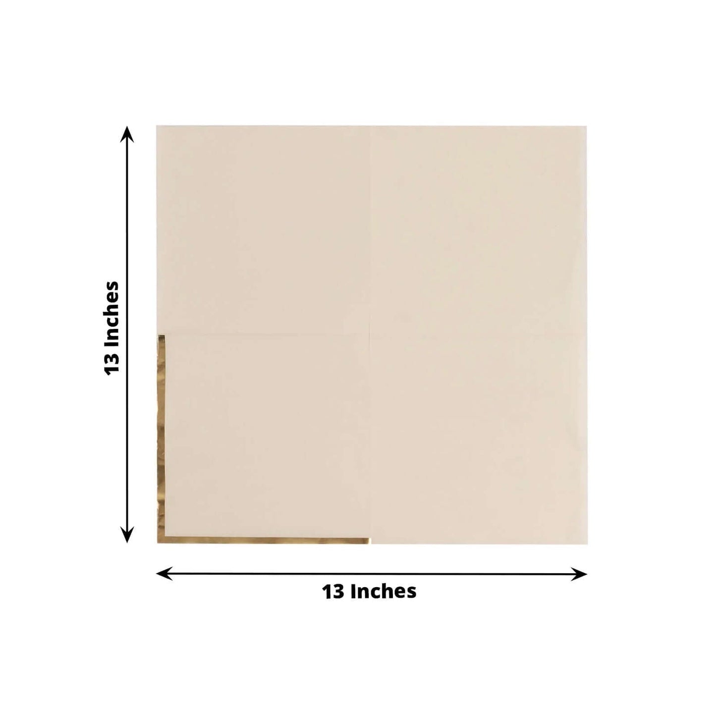 50-Pack Paper Beverage Napkins with Gold Foil Edge Ivory - Disposable 2 Ply Cocktail Napkins for Events 6.5"x6.5"