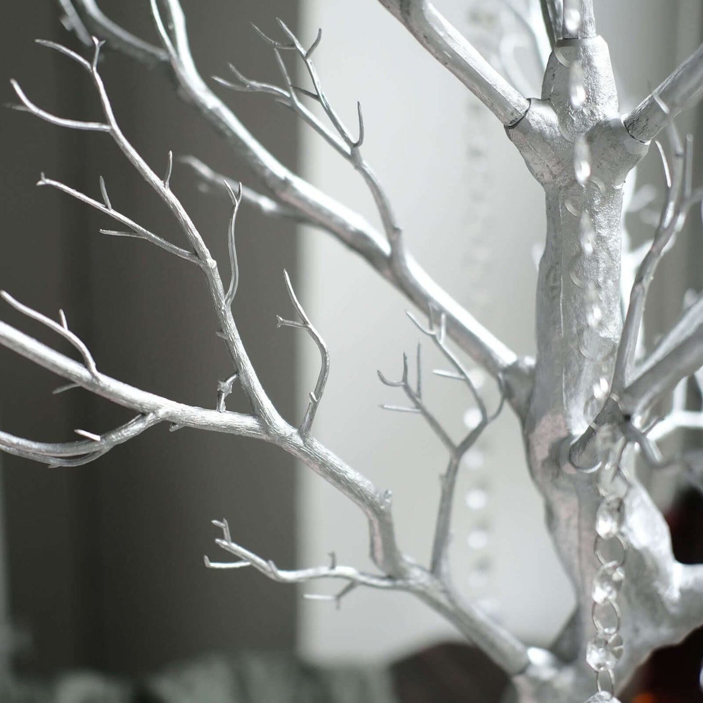 Manzanita Tree Centerpiece Metallic SIlver with 8 Acrylic Bead Chains for Weddings Parties & Event Displays 34"