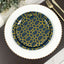 20-Pack Set Plastic Round Dinner and Salad Plates in Navy Blue with Geometric Gold Print - Modern Disposable Dinnerware Set for Weddings & Celebrations 9", 7"