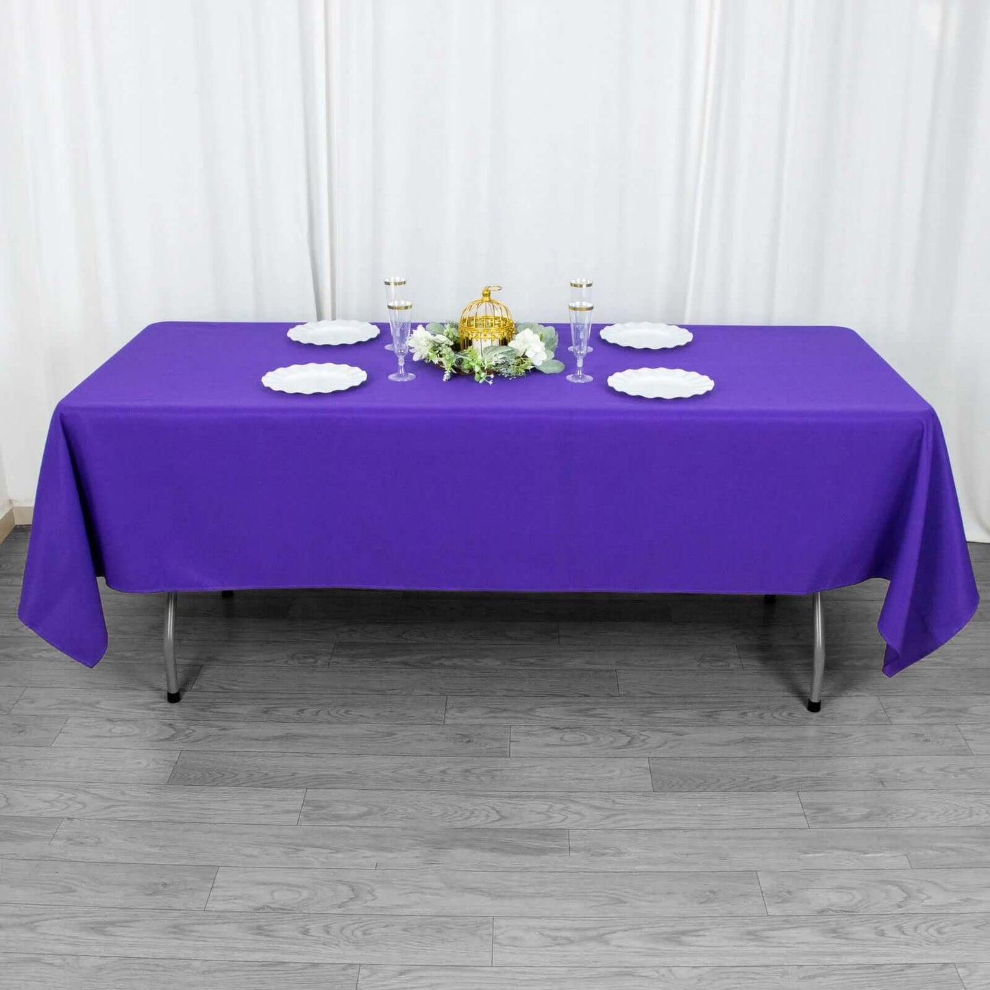 Premium Polyester 60"x102" Rectangle Tablecloth Purple - Durable 220GSM Wrinkle-Resistant Table Cover