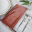 5 Pack Premium Velvet 20"x20" Napkins Terracotta (Rust) - Soft Sheen Finish Cloth Napkins