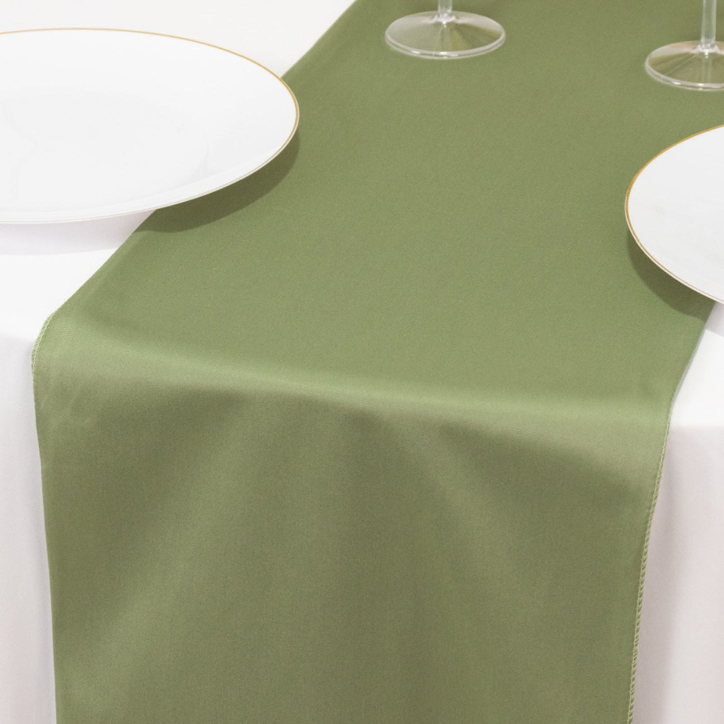 Scuba Polyester 12"x108" Table Runner Dusty Sage Green - Wrinkle-Free Table Linen