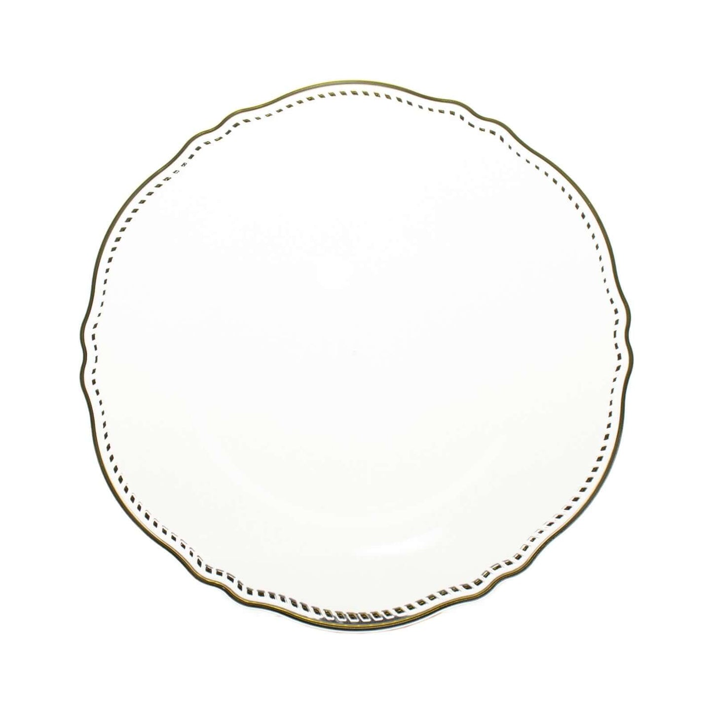 10-Pack Plastic Dinner Plates in Clear with Gold Scalloped Rim - Disposable Party Plates 9"