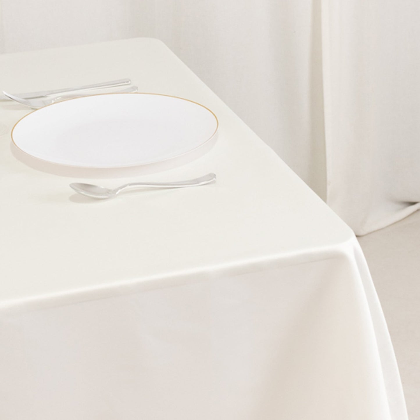 Lamour Satin 54"x54" Table Overlay Square Tablecloth Ivory - Durable & Silk-Like Table Cover