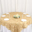 Taffeta 90"x90" Table Overlay Square Tablecloth Champagne - Leaf Petal Design for Stylish Celebrations