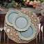 10-Pack Plastic 8" Round Dessert Plates in Dusty Blue with Gold Scalloped Rim - Disposable Appetizer/Salad Plates
