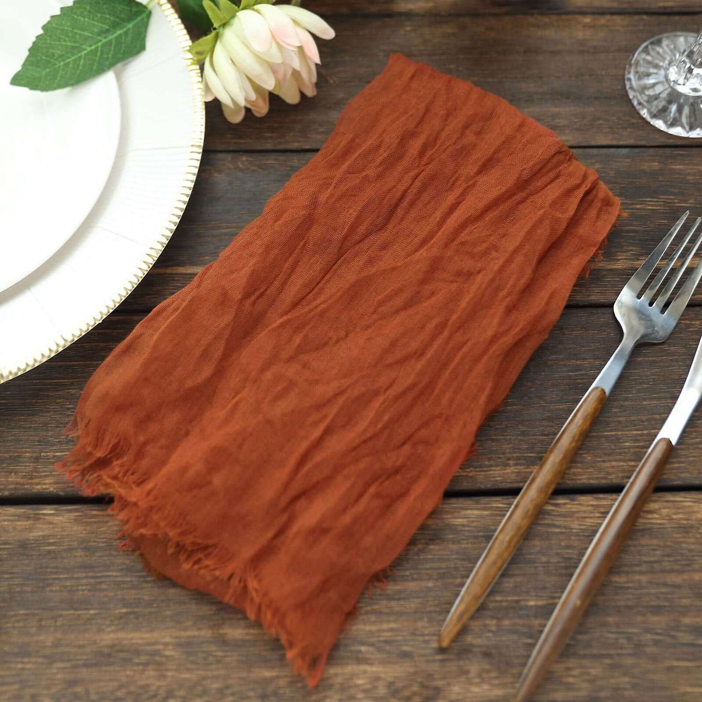 5 Pack Gauze Cheesecloth 24"x19" Napkins Terracotta (Rust) Reusable Dinner Napkins