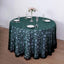 Tulle 120" Round Tablecloth Hunter Emerald Green - Seamless Sequin Leaf Embroidered Table Cover