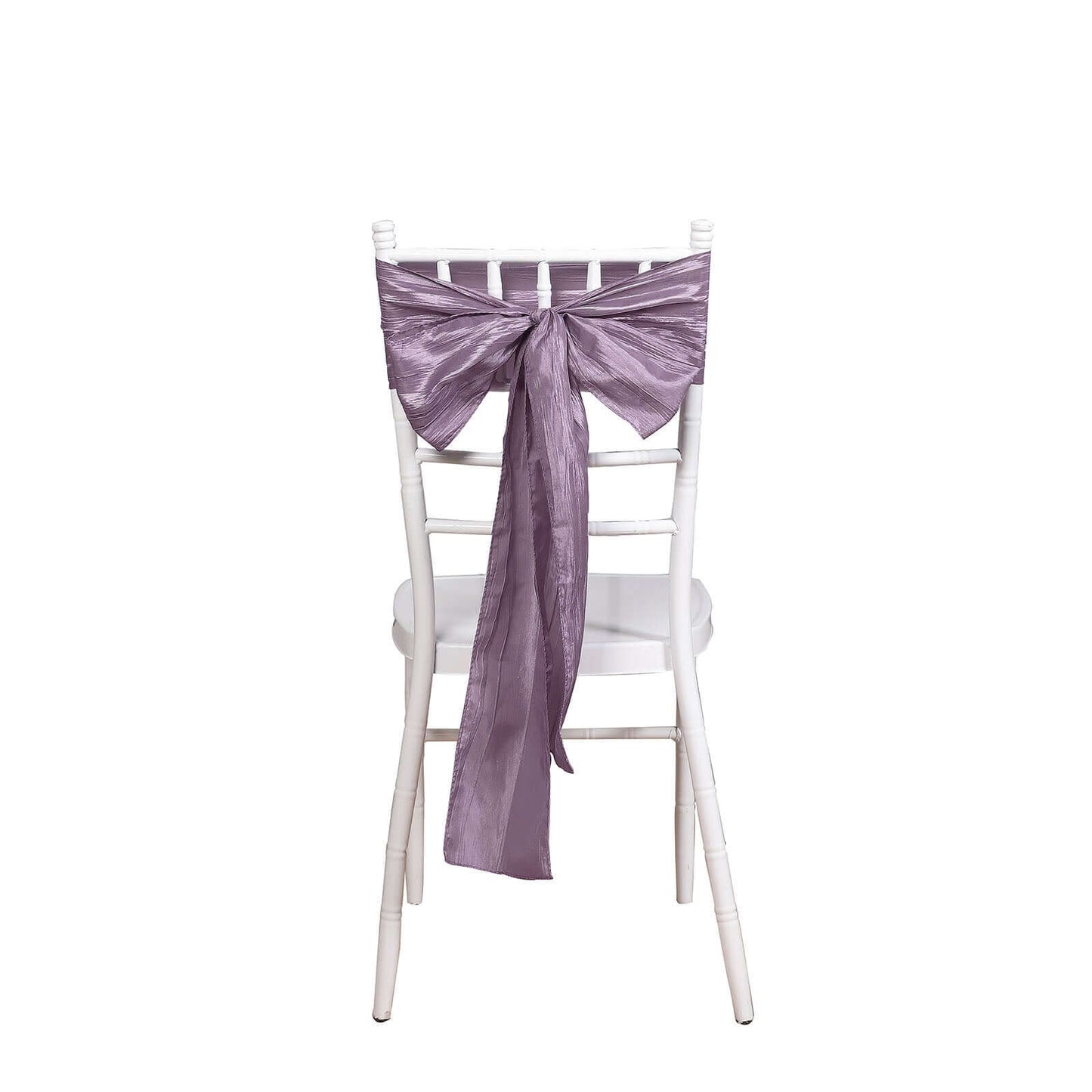 5 Pack Taffeta 6"x106" Chair Sashes Violet Amethyst Accordion Crinkle Texture - Stylish Decor for Weddings & Gatherings