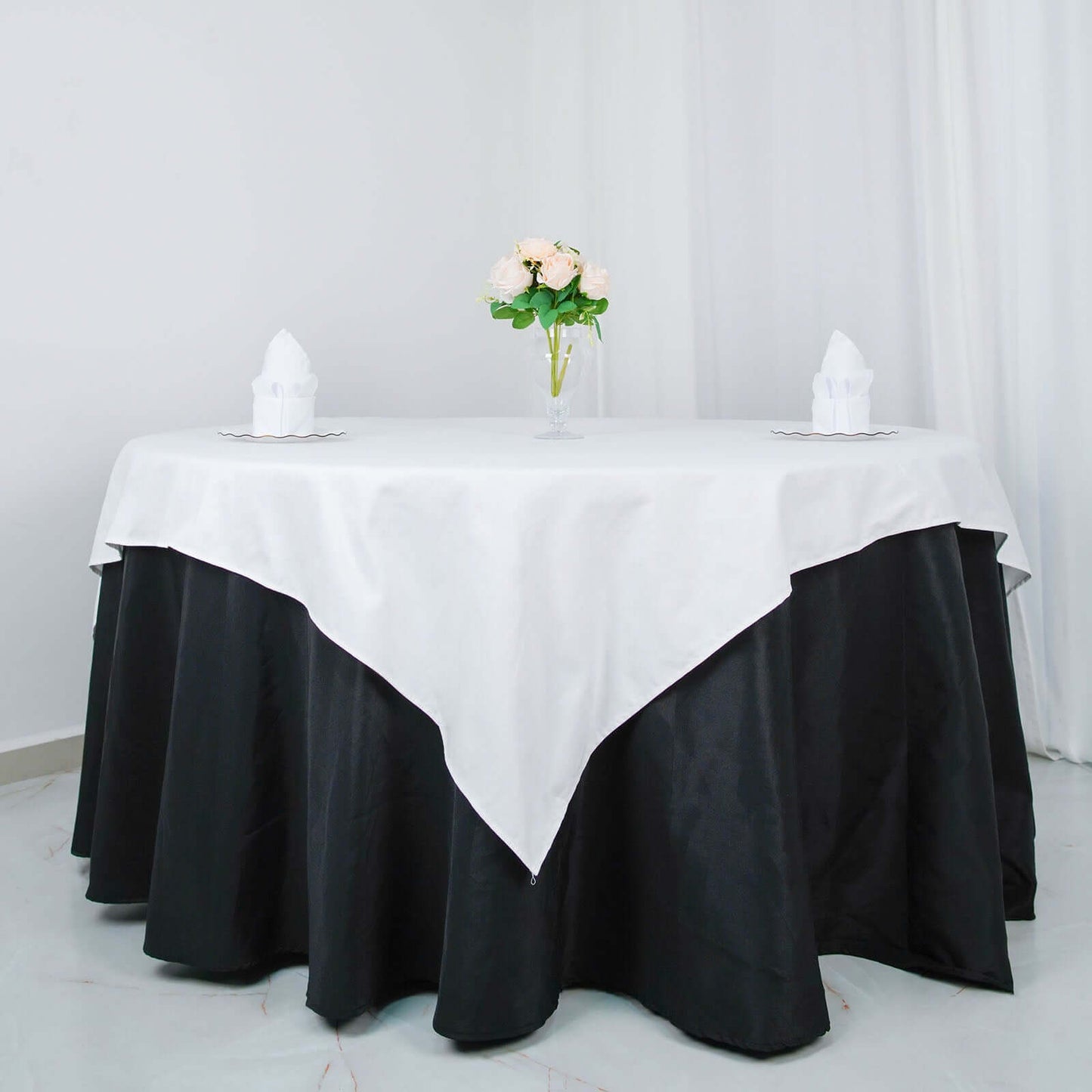 100% Cotton 70"x70" Table Overlay Square Tablecloth White Linen - Sophisticated, Soft & Breathable Fabric Table Cover