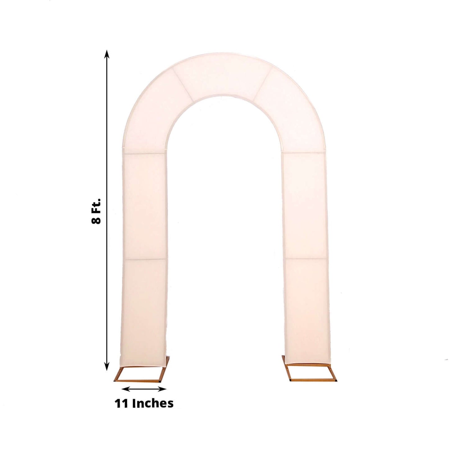 8ft Blush Spandex Fitted Open Arch Wedding Arch Cover, Double-Sided U-Shaped Backdrop Slipcover
