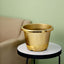 14" Gold Shiny Finished Rim Large Barrel Planter Pot, Indoor Outdoor Decorative Flower Pot