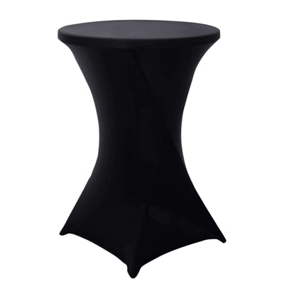 Spandex 30" Round Cocktail Table Cover Black - Easy to Maintain Stretch Fitted Highboy Tablecloth for Stylish Events - Linen Luxes