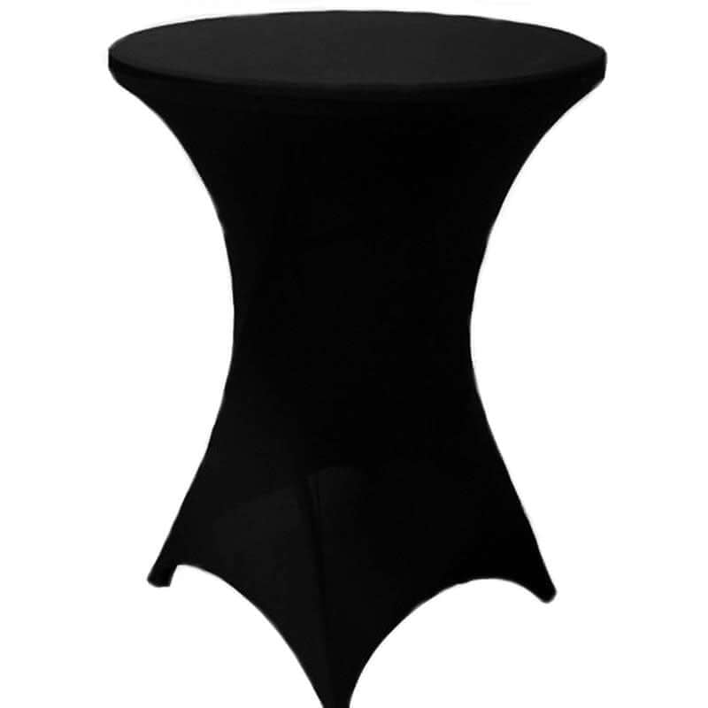 Spandex 30" Round Cocktail Table Cover Black - Easy to Maintain Stretch Fitted Highboy Tablecloth for Stylish Events - Linen Luxes