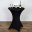 Spandex 30" Round Cocktail Table Cover Black - Easy to Maintain Stretch Fitted Highboy Tablecloth for Stylish Events - Linen Luxes