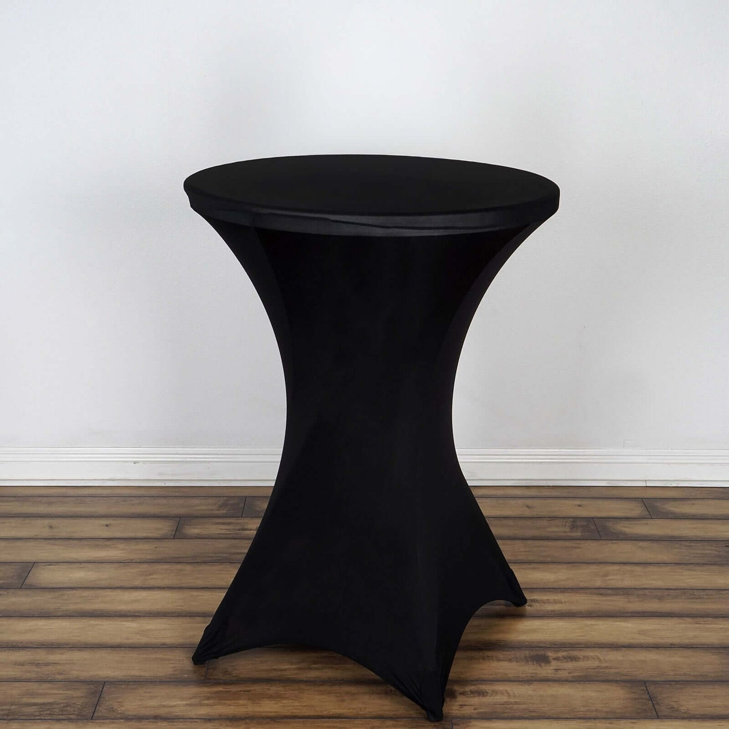 Spandex 30" Round Cocktail Table Cover Black - Easy to Maintain Stretch Fitted Highboy Tablecloth for Stylish Events - Linen Luxes