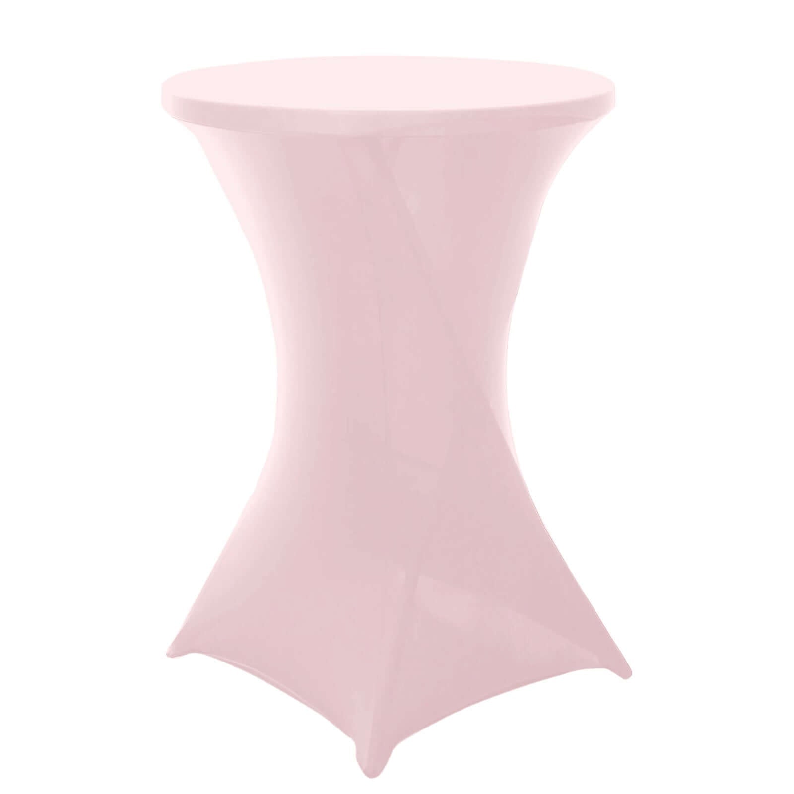 Spandex 30" Round Cocktail Table Cover Blush - Easy to Maintain Stretch Fitted Highboy Tablecloth - Linen Luxes