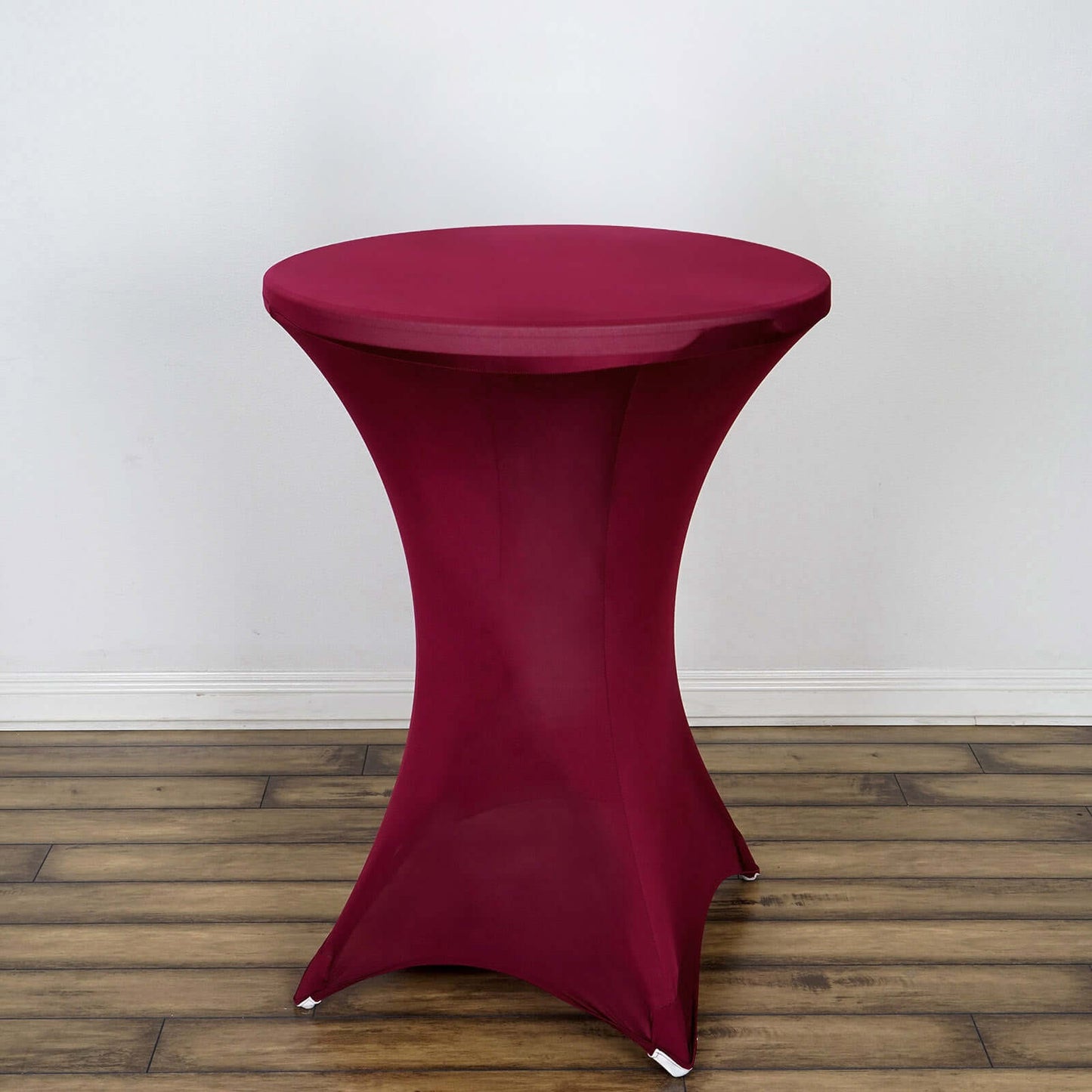 Spandex 30" Round Cocktail Table Cover Burgundy - Easy to Maintain Stretch Fitted Highboy Tablecloth - Linen Luxes