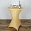 Spandex 30" Round Cocktail Table Cover Champagne - Easy to Maintain Stretch Fitted Highboy Tablecloth - Linen Luxes
